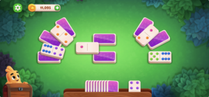 ドミノドリームスのパズルプレイ画面|紫色の裏返しタイルを消して盤面を開放するのが攻略の基本